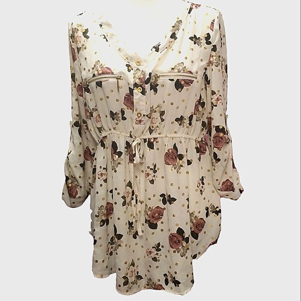 J for Justify Floral 3/4 Adjustable Sleeves Maternity Blouse Size XL